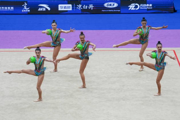 (260621) -- BEIJING, June 21, 2026 -- Team Uzbekistan compete during the group 5 balls final at the 2026 Rhythmic gymnastics, Rhythmische Sportgymnastik, RSG World Challenge Cup Beijing in Beijing, China, June 21, 2026. ) (SP)CHINA-BEIJING-RHYTHMIC GYMNASTICS-WORLD CHALLENGE CUP(CN) XiexHan 