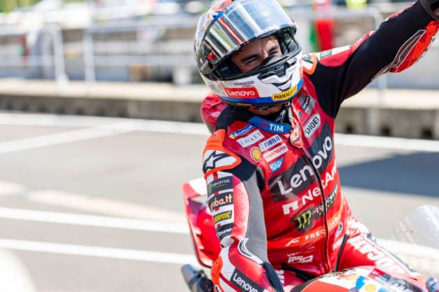 MotoGP of Czechia - Race Number 93 Ducati Lenovo Team rider Marc Marquez celebrates winning the race at the 2026 MotoGP Grand Prix of Czechia. Brno Brno Czech Republic  Copyright: xStephenxBlackberryx originalFilename:blackberry-2026moto260624_npT5X.jpg