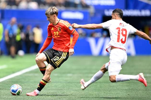 Belgium vs Iran - FIFA World Cup, WM, Weltmeisterschaft, Fussball 2026 LOS ANGELES, USA - JUNE 21 : Saelemaekers Alexis midfielder of Belgium in action during the FIFA World Cup 2026 Group G match between Belgium and Iran at the SOFI STADIUM on June 21, 2026 in Los Angeles, USA, 21 06 2026 Los Angeles United States of America  Copyright: xNicoxVereeckenx