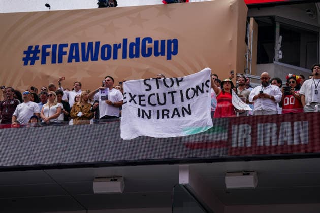 Football, 2026 FIFA World Cup, Belgium v Iran, protests by Iranian fans