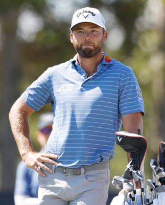 Sam Burns waits to tee off on the 7th hole during the final round of the 126th U.S. Open Golf Championship at Shinnecock Hills Golf Club in Southampton, NY, on Sunday, June 21, 2026.  NYC20260621806 JOHNxANGELILLO