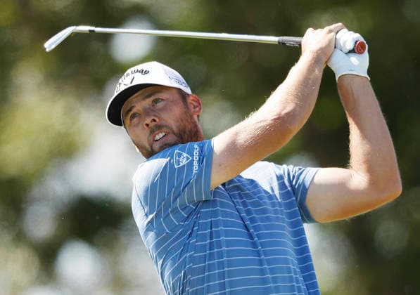 Sam Burns hits his tee shot on the 7th hole during the final round of the 126th U.S. Open Golf Championship at Shinnecock Hills Golf Club in Southampton, NY, on Sunday, June 21, 2026.  NYC20260621808 JOHNxANGELILLO