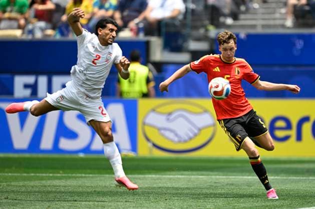 Belgium vs Iran - FIFA World Cup, WM, Weltmeisterschaft, Fussball 2026 LOS ANGELES, USA - JUNE 21 : De Cuyper Maxim defender of Belgium in action during the FIFA World Cup 2026 Group G match between Belgium and Iran at the SOFI STADIUM on June 21, 2026 in Los Angeles, USA, 21 06 2026 Los Angeles United States of America  Copyright: xNicoxVereeckenx