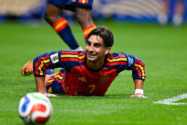 ATLANTA, GA - JUNE 21: Ferran Torres 7 of Spain reacts during the FIFA World Cup, WM, Weltmeisterschaft, Fussball 2026 Group H match between Spain and Saudi Arabia on June 21st, 2026 at Atlanta Stadium in Atlanta, GA. (Photo by Rich von Biberstein Icon Sportswire) SOCCER: JUN 21 FIFA World Cup 26 Group H - Spain vs Saudi Arabia EDITORIAL USE ONLY Icon260621016