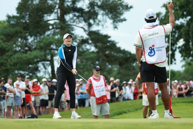 Meijer LPGA, Golf Damen Classic BELMONT, MICHIGAN - JUNE 21: Cassie Porter of Australia reacts to her putt on the 8th green during the final round of the Meijer LPGA Classic for Simply Give golf tournament at Blythefield Country Club in Belmont, MI, USA Sunday, June 21, 2026. Belmont Michigan United States  Copyright: xJorgexLemusx originalFilename:lemus-meijerlp260621_npVxG.jpg
