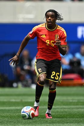 Nathan Ngoy of Belgium runs with the ball during a FIFA Men’s World Cup 2026 Group Stage football match between Belgium and Iran at Los Angeles Stadium, in Inglewood on June 21th 2026 (Photo by Nayra Halm SPP)  Copyright: xNayraxHalm SPPx Sportspressphoto_SPR172843