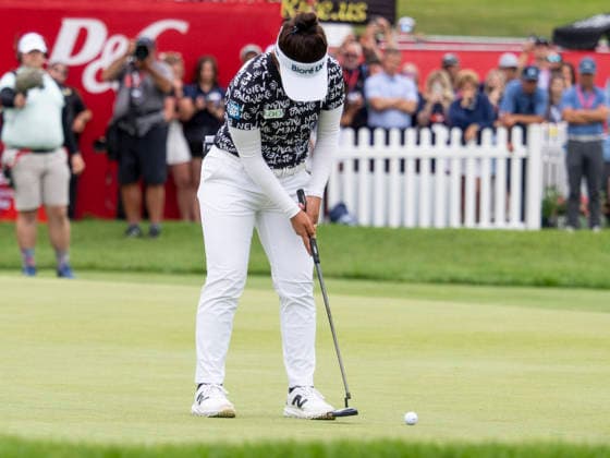 BELMONT, MI - JUNE 21: Miyu Yamashita of Japan putts the ball for the win during the final round of the LPGA, Golf Damen Meijer LPGA Classic for Simply Give on June 21, 2026, at Blythefield Country Club in Belmont, Michigan. (Photo by Joseph Weiser Icon Sportswire) GOLF: JUN 21 LPGA Meijer LPGA Classic for Simply Give EDITORIAL USE ONLY Icon260621040