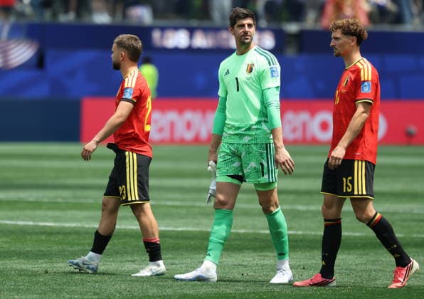 FIFA World Cup, WM, Weltmeisterschaft, Fussball 2026 - Group G - Belgium vs Iran Belgium goalkeeper Thibaut Courtois (C) looks on after a draw in the FIFA World Cup 2026 group stage match Belgium against Iran, in Los Angeles, USA, 21 June 2026. LOS ANGELES United States  Copyright: xCHRISTOPHERxTORRESx