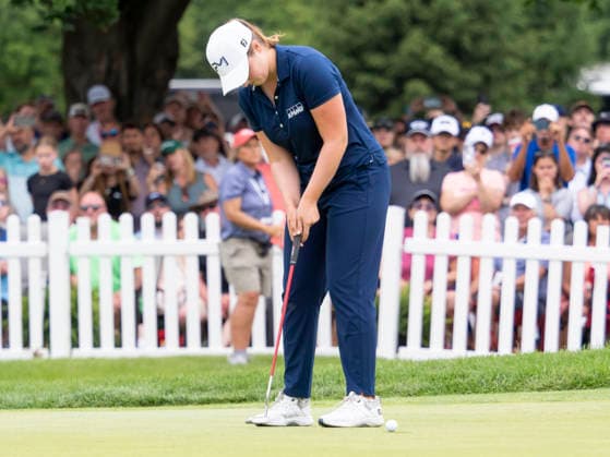 BELMONT, MI - JUNE 21: Lottie Woad putts the ball during the final round of the LPGA, Golf Damen Meijer LPGA Classic for Simply Give on June 21, 2026, at Blythefield Country Club in Belmont, Michigan. (Photo by Joseph Weiser Icon Sportswire) GOLF: JUN 21 LPGA Meijer LPGA Classic for Simply Give EDITORIAL USE ONLY Icon260621067