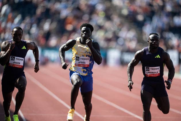 FBK Games 2026. Elvis Afrifa from the Netherlands competes in the Men s 100m during the FBK Games 2026 in Hengelo, Netherlands, on June 21, 2026. Hengelo Netherlands  Copyright: xAndyxAstfalckx originalFilename:astfalck-fbkgames260621_npvBD.jpg
