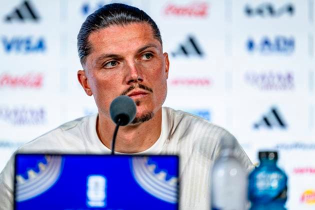 DALLAS - Marcel Sabitzer of Austria during the 2026 World Cup, Austrian press conference, PK, Pressekonferenz at AT&T Stadium on June 21, 2026 in Dallas, United States. (Photo by Stefan Koops EYE4IMAGES DeFodi Images) - *** DALLAS