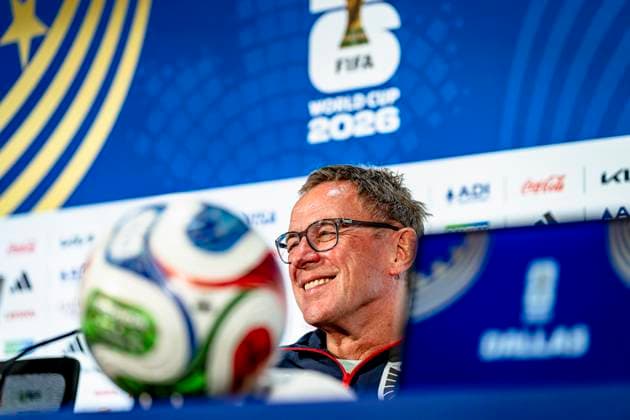 DALLAS - Austria national team, Nationalteam coach Ralf Rangnick during the 2026 World Cup, Austrian press conference, PK, Pressekonferenz at AT&T Stadium on June 21, 2026 in Dallas, United States. (Photo by Stefan Koops EYE4IMAGES DeFodi Images) - *** DALLAS