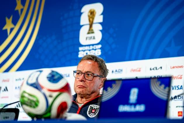 DALLAS - Austria national team, Nationalteam coach Ralf Rangnick during the 2026 World Cup, Austrian press conference, PK, Pressekonferenz at AT&T Stadium on June 21, 2026 in Dallas, United States. (Photo by Stefan Koops EYE4IMAGES DeFodi Images) - *** DALLAS