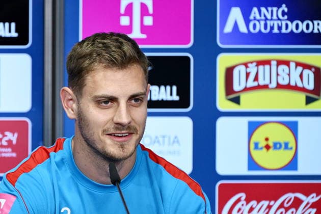 Alexandria, USA, 210626. Croatian national football team press conference, PK, Pressekonferenz at the training center of the World Cup base camp, located at the Episcopal Gymnasium. In the photo: Josip Stanisic. Photo: Boris Kovacev CROPIX Copyright: xxBorisxKovacevx stanisic_musa9-210626
