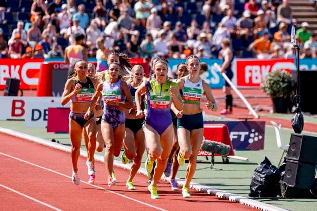 Gabriela Gajanova of Slovakia and Anna Wielgosz of Poland and Lisanne de Witte of the Netherlands and Femke Broeders-Bol of the Netherlands Dutch FBK Games 2026, FBK Games International Athletic, FBK Games International Athletic, Fanny Blankers Koen Stadium, June 21, 2026, Hengelo, Netherlands.