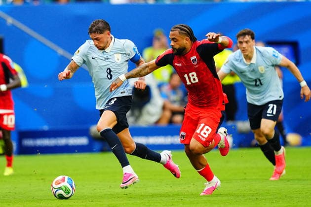 Uruguay v Cape Verde - FIFA World Cup, WM, Weltmeisterschaft, Fussball 2026 - Group H FLORIDA, USA - JUNE 21: Federico Valverde (8) of Uruguay in action againstTelmo Arcanjo (18) of Cape Verde during the 2026 FIFA World Cup First Stage Group H match between Uruguay and Cape Verde at the Hard Rock Stadium (Miami Stadium) in Miami Gardens, Florida, United States on June 21, 2026. Evrim Aydin Anadolu Florida United States. Editorial use only. Please get in touch for any other usage.  Copyright: x2026xAnadoluxEvrimxAydinx