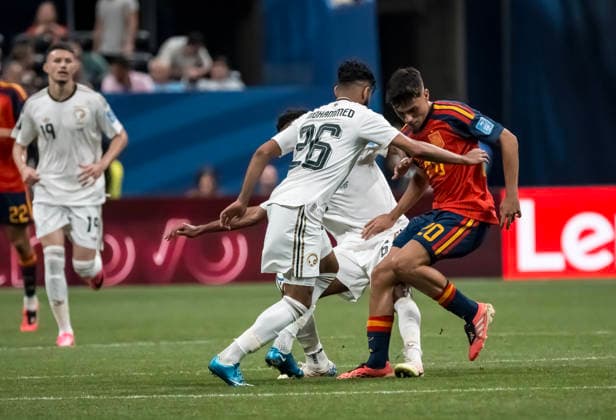 June 21, 2026, Atlanta, Georgia, USA: Spain midfielder Pedri (20) plays against Saudi Arabia during their First Stage Group H match for the 2026 FIFA World Cup, WM, Weltmeisterschaft, Fussball at Atlanta Stadium in Atlanta, Georgia. Spain wins the match 4:0. Atlanta USA - ZUMAa161 20260621_aaa_a161_134 Copyright: xWalterxArcex xGMGx