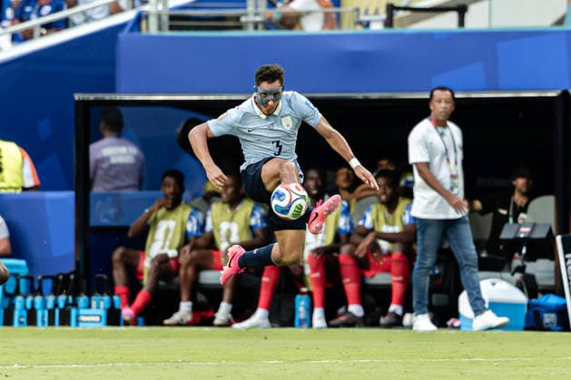 Uruguay vs. Cape Verde MIAMI, FL - 21.06.2026: URUGUAY VS. CAPE VERDE - Sebastian Caceres, during the match between Uruguay and Cape Verde, valid for the group stage of the 2026 FIFA World Cup, WM, Weltmeisterschaft, Fussball held at Hard Rock Stadium, in Miami Gardens, Florida, United States, this Sunday (21). (Photo: Danilo Fernandes Fotoarena) x2966897x  DaniloxFernandes