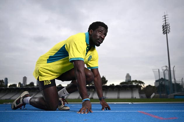 Sport Bilder des Tages ATHLETICS TEAM GLASGOW 2026, Sprinter Eddie Osei-Nketia poses for a photo during the announcement of the Australia Athletics team to compete at the Glasgow 2026 Commonwealth Games, at Lakeside Stadium, Melbourne, Monday, June 22, 2026. ( NO ARCHIVING MELBOURNE VICTORIA AUSTRALIA  Copyright: xJOELxCARRETTx 20260622133416316828