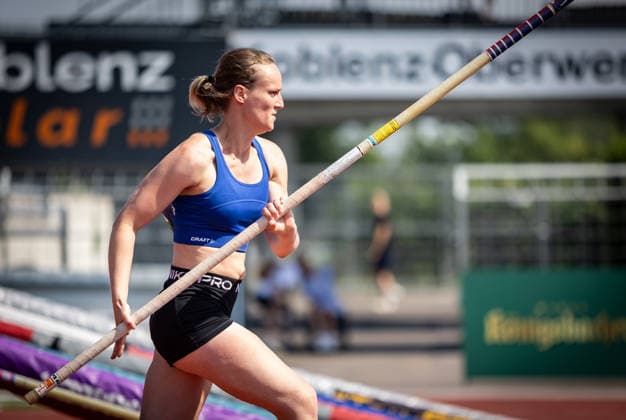 Süddeutsche Meisterschaften 2026 Aktive und Jugend U18; Koblenz, 21.06.2026 Luzia Herzig (TV Engen) im Stabhochsprung der Frauen; Süddeutsche Meisterschaften Aktive und Jugend U18 am 21.06.2026 im Stadion Oberwerth in Koblenz (Rheinland-Pfalz). *** 2026 South German Championships (Adult and U18 Youth) in Koblenz, June 21, 2026 Copyright: xBEAUTIFULxSPORTS R.xSchmittx