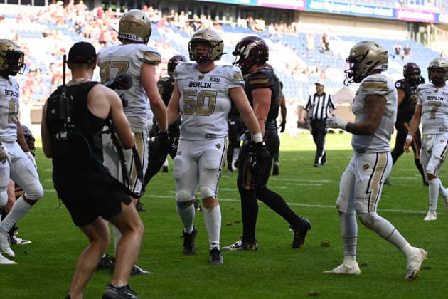 Touchdownjubel Rhein Fire Berlin Thunder 21.06.2026 Touchdownjubel Berlin Thunder, AFLE Week 5, Rhein Fire gegen Berlin Thunder am 21. Juni 2026 in der Schauinsland Reisen Arena in Duisburg, Endstand 45:35 vor 4.907 Zuschauern *** Touchdown celebration