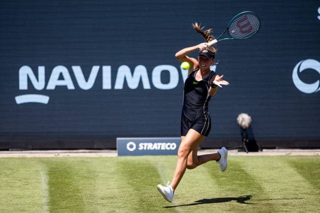 BAD HOMBURG, GERMANY - JUNE 22: Magdalena Frech (POL) during the Bad Homburg Open powered by Solarwatt Singles match between Naomi Osaka (JPN) vs Magdalena Frech (POL) at Kurpark Bad Homburg on June 22, 2026 in Bad Homburg, Germany. Hessen Germany Copyright: xSteffiexWunderlx