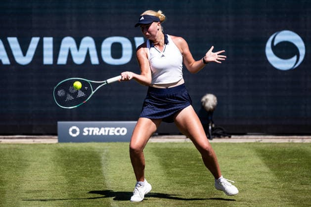 BAD HOMBURG, GERMANY - JUNE 22: Clara Tauson (DEN) during the Bad Homburg Open powered by Solarwatt Singles match between Clara Tauson (DEN) vs Diana Shnaider at Kurpark Bad Homburg on June 22, 2026 in Bad Homburg, Germany. Hessen Germany Copyright: xSteffiexWunderlx