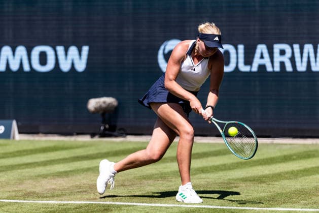 BAD HOMBURG, GERMANY - JUNE 22: Clara Tauson (DEN) during the Bad Homburg Open powered by Solarwatt Singles match between Clara Tauson (DEN) vs Diana Shnaider at Kurpark Bad Homburg on June 22, 2026 in Bad Homburg, Germany. Hessen Germany Copyright: xSteffiexWunderlx