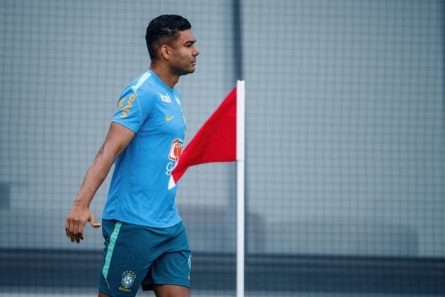 Treino da Seleção Brasileira NOVA JERSEY, NJ - 22.06.2026: TREINO DA SELEcaO BRASILEIRA - Casemiro during a training session with the Brazilian national team, Nationalteam at the New York Red Bulls training center in Morristown, New Jersey, United States. The Brazilian team faces Scotland on Wednesday in the third round of Group C of the 2026 FIFA World Cup, WM, Weltmeisterschaft, Fussball (Photo: Marcelo Machado de Melo Fotoarena) x2967359x  MarceloxMachadoxdexMelo