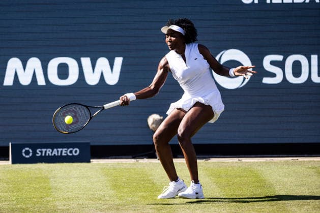 BAD HOMBURG, GERMANY - JUNE 22: Venus Williams (USA) during the Bad Homburg Open powered by Solarwatt Singles match between Venus Williams (USA) vs Irina-Camelia Begu (ROU) at Kurpark Bad Homburg on June 22, 2026 in Bad Homburg, Germany. Hessen Germany Copyright: xSteffiexWunderlx