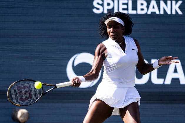 BAD HOMBURG, GERMANY - JUNE 22: Venus Williams (USA) during the Bad Homburg Open powered by Solarwatt Singles match between Venus Williams (USA) vs Irina-Camelia Begu (ROU) at Kurpark Bad Homburg on June 22, 2026 in Bad Homburg, Germany. Hessen Germany Copyright: xSteffiexWunderlx