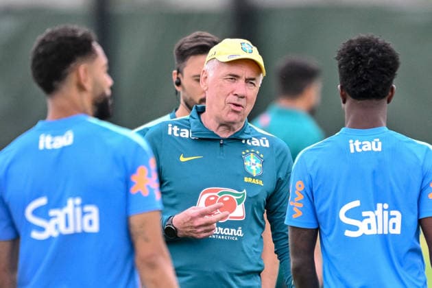 coach Carlo Ancelotti (Brazil) gestures during the Brazil training session at Columbia Park Training Facility on June 22, 2026 in Morristown, New Jersey. (Photo by Harry Langer DeFodi Images) - *** Coach Carlo Ancelotti of Brazil gestures during the Brazil training session at Columbia Park Training Facility on June 22, 2026, in Morristown, New Jersey. Photo by Harry Langer, DeFodi Images,detected_source_language