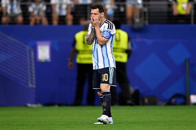 2026-06-22 Argentina v Austria - Group J: FIFA World Cup, WM, Weltmeisterschaft, Fussball 2026 ARLINGTON, UNITED STATES - JUNE 22: Lionel Messi of Argentina disappointed during the Group J: FIFA World Cup 2026 match between Argentina and Austria at Dallas Stadium on June 22, 2026 in Arlington, Texas. (Photo by Pablo Morano BSR Agency) Arlington United States Content not available for redistribution in The Netherlands directly or indirectly through any third parties. Copyright: xBSRxAgencyx