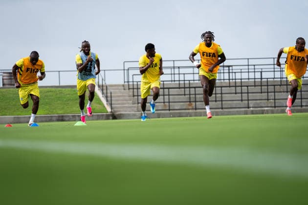 (260623) -- HOUSTON, June 23, 2026 -- Players of the Democratic Republic of the Congo (DRC) attend a training session ahead of the group K match against Colombia at the FIFA World Cup, WM, Weltmeisterschaft, Fussball 2026 in Houston, the United States, on June 22, 2026. ) (SP)U.S.-HOUSTON-FOOTBALL-FIFA WORLD CUP-DR CONGO-TRAINING XiaoxYijiu 