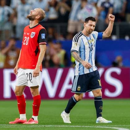 DALLAS, 22-06-2026, Dallas AT&T Stadium, World Cup 2026 Match between Argentina and Austria. Picture shows Argentina player Lionel Messi scores the 1-0 and is the all-time top scorer at the World Cup with 17 goals. Argentina - Austria (World Cup 2026)  x204558013x Copyright: