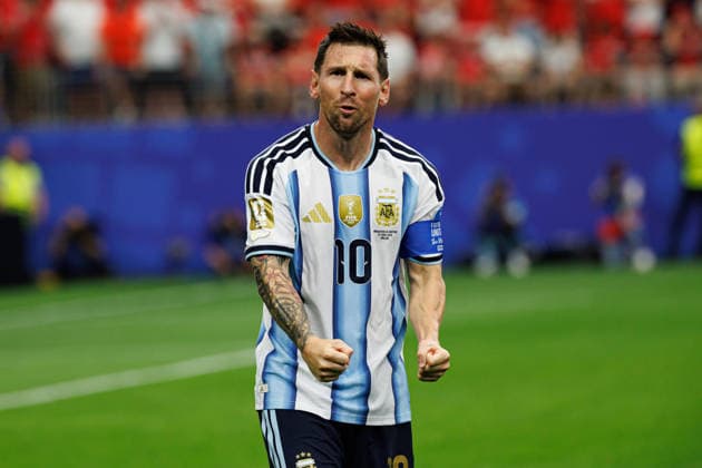 Lionel Messi seen celebrating after scoring goal during FIFA World Cup, WM, Weltmeisterschaft, Fussball 2026 game between national teams of Argentina and Austria (Grzegorz Wajda Ball Raw Images) Arlington Dallas Stadium USA Copyright: xGrzegorzxWajdax grzegorzwajda_argentina_austria_2526_2-6-2