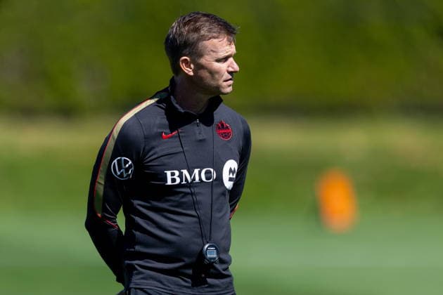 June 22, 2026, Vancouver, Bc, CANADA: Canada manager Jesse Marsch looks on during a FIFA World Cup, WM, Weltmeisterschaft, Fussball soccer training session in Vancouver on Monday, June 22, 2026. Canada News - June 22, 2026  - ZUMAc35_ 20260622_zaf_c35_048 Copyright: xTimothyxMatweyx