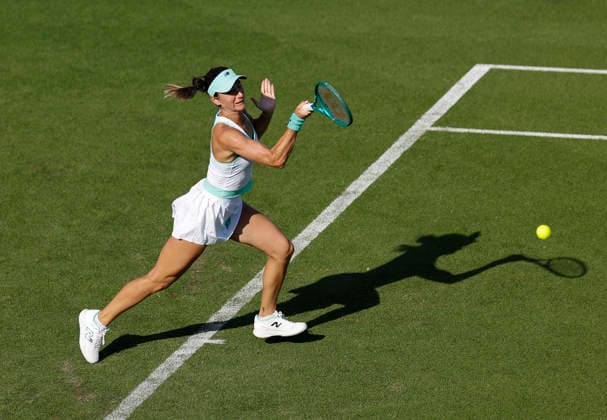 RECORD DATE NOT STATED 22nd June 2026; Devonshire Park Lawn Tennis Club, Eastbourne, East Sussex, England; Lexus Eastbourne Open Tennis, Day Three; McCartney Kessler (USA) plays a forehand shot against Daria Kasatkina (AUS) HongboxChen
