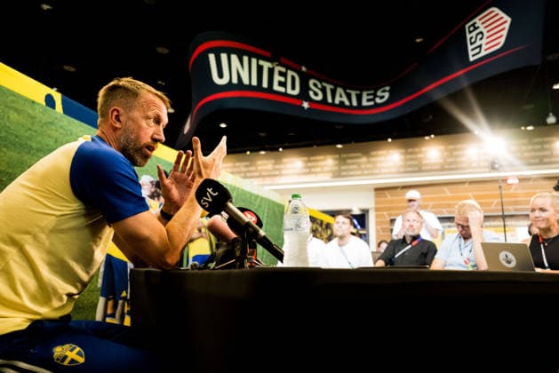 260622 Head coach Graham Potter of the Swedish men s national football team at a press meet during day 12 of the FIFA World Cup, WM, Weltmeisterschaft, Fussball 2026 on June 22, 2026 in Dallas. Photo: Petter Arvidson BILDBYRAN kod PA PA1249 fotboll football soccer fotball vm fotbolls-vm fotball-vm fotbolls-vm 2026 fifa world cup 2026 pressträff event meeting sverige sweden sverige a day 12 bbeng *** June 22, 2026  Copyright: PETTERxARVIDSON BB260622PA001