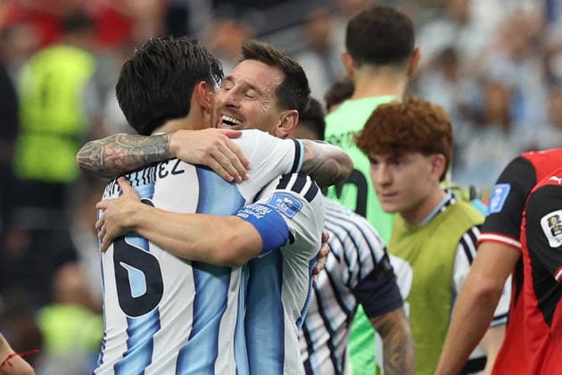 SOCCER - FIFA World Cup, WM, Weltmeisterschaft, Fussball 2026 ARLINGTON,TEXAS,USA,22.JUN.26 - SOCCER - FIFA World Cup 2026, group stage, Argentina vs Austria. Image shows the rejoicing of Lisandro Martinez and Lionel Messi (ARG).  GEPAxpictures xStevenxDinberg
