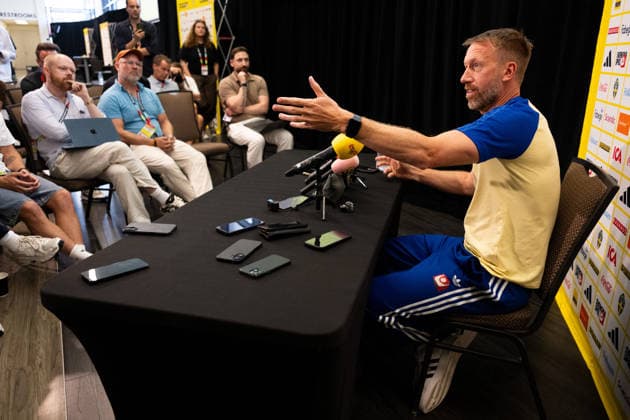 260622 Head coach Graham Potter of the Swedish men s national football team at a press meet during day 12 of the FIFA World Cup, WM, Weltmeisterschaft, Fussball 2026 on June 22, 2026 in Dallas. Photo: Petter Arvidson BILDBYRAN kod PA PA1249 fotboll football soccer fotball vm fotbolls-vm fotball-vm fotbolls-vm 2026 fifa world cup 2026 pressträff event meeting sverige sweden sverige a day 12 bbeng *** June 22, 2026  Copyright: PETTERxARVIDSON BB260622PA007