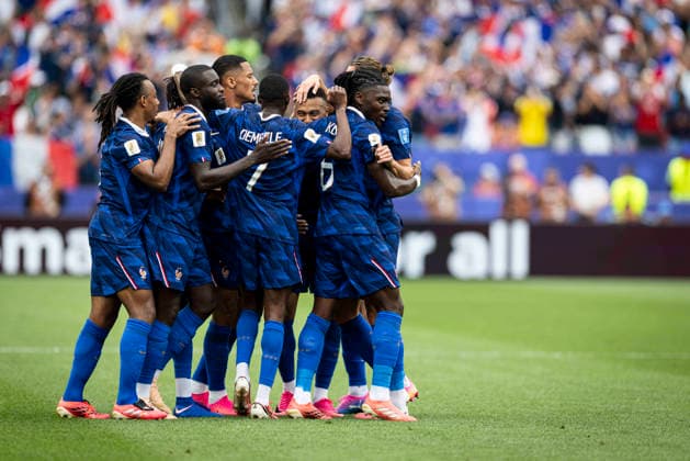 FOOTBALL : France vs Irak - Coupe du monde FIFA 2026. Lincoln Financial Field Philadelphie 22 06 2026 Joie des joueurs de l equipe de apres le but de Kylian Mbappe 10 (France)  Copyright: xx