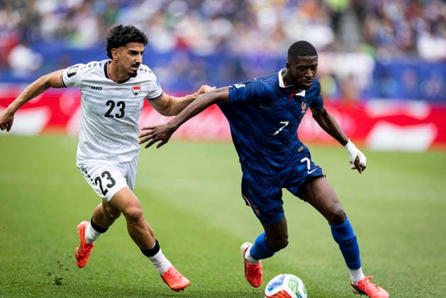 FOOTBALL : France vs Irak - Coupe du monde FIFA 2026. Lincoln Financial Field Philadelphie 22 06 2026 Ousmane DembÃ lÃ 7 Ahmed Hassan Makenzie 23 (Iraq)  Copyright: xx