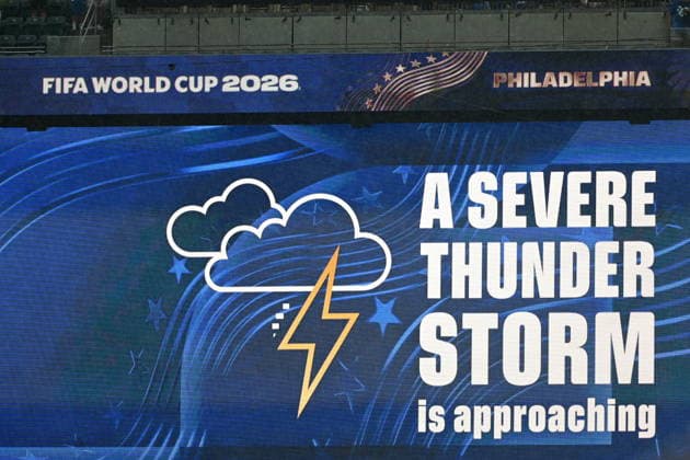 France v Iraq - FIFA World Cup, WM, Weltmeisterschaft, Fussball 2026 - Group I PHILADELPHIA, UNITED STATES - JUNE 22: A view of a thunderstorm warning during the 2026 FIFA World Cup First Stage Group I match between France and Iraq at Lincoln Financial Field (Philadelphia Stadium) in Philadelphia, Pennsylvania, United States on June 22, 2026. Abdulhamid Hosbas Anadolu Pennsylvania United States. Editorial use only. Please get in touch for any other usage.  Copyright: x2026xAnadoluxAbdulhamidxHosbasx