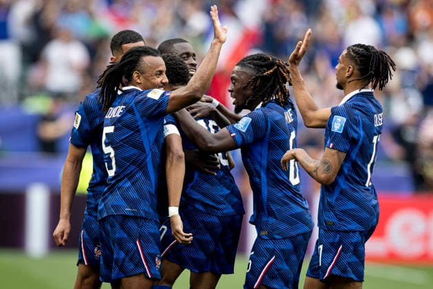 FOOTBALL : France vs Irak - Coupe du monde FIFA 2026. Lincoln Financial Field Philadelphie 22 06 2026 Joie des joueurs de l equipe de apres le but de Kylian Mbappe 10 (France)  Copyright: xx