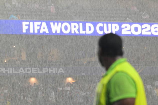 France v Iraq - FIFA World Cup, WM, Weltmeisterschaft, Fussball 2026 - Group I PHILADELPHIA, UNITED STATES - JUNE 22: A view of the downpour after a weather delay during the FIFA World Cup 2026 Group I match between France and Iraq at Philadelphia Stadium on June 22, 2026 in Philadelphia, Pennsylvania. Abdulhamid Hosbas Anadolu Pennsylvania United States. Editorial use only. Please get in touch for any other usage.  Copyright: x2026xAnadoluxAbdulhamidxHosbasx