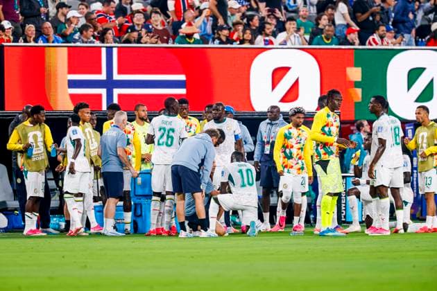 team of Senegal during the hydration break Norway v Senegal, Group I - FIFA World Cup, WM, Weltmeisterschaft, Fussball 2026, Norway v Senegal, New York New Jersey Stadium, June 22, 2026, East Rutherford, United States.