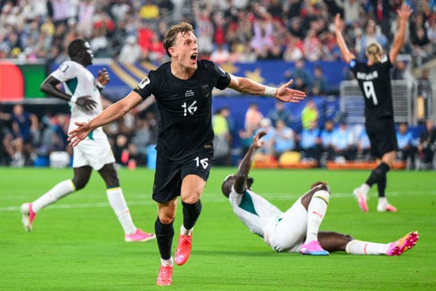 260622 Marcus Holmgren Pedersen of Norway celebrates after scoring 1-0 during the FIFA World Cup, WM, Weltmeisterschaft, Fussball 2026 group stage football match between Norway and Senegal on June 22, 2026 in New Jersey. Photo: Jon Olav Nesvold BILDBYRAN COP 217 VG0963 bbeng fotboll football soccer fotball vm fotbolls-vm fotball-vm fotbolls-vm 2026 fifa world cup 2026 new york norge norway senegal jubel *** June 22, 2026  Copyright: JONxOLAVxNESVOLD BB260622JE040