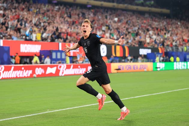 Football - FIFA World Cup, WM, Weltmeisterschaft, Fussball - Group I - Norway v Senegal 22nd June 2026 - FIFA World Cup - Group I - Norway v Senegal - Marcus Holmgren Pedersen of Norway celebrates their first goal - Photo: Simon Stacpoole Offside. New Jersey USA *** Fußball – FIFA-Weltmeisterschaft, Gruppe I  Copyright: xSimonxStacpoolexOffside