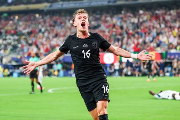 RECORD DATE NOT STATED FIFA World Cup, WM, Weltmeisterschaft, Fussball 2026 - Group I - Norway v Senegal Marcus Holmgren Pedersen player of Norway celebrates his goal during the match between Norway and Senegal in the second round of Group I of the 2026 FIFA World Cup group stage at New York New Jersey Stadium, in East Rutherford, United States, on Monday, June 22, 2026.(Foto: William Volcov Brazil Photo Press IMAGO) Sports East Rutherford NJ United States of America Copyright: xWILLIAMxVOLCOVx